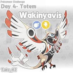 an image of a bird with the words pokemon challenge day 4 totem wakinyavis