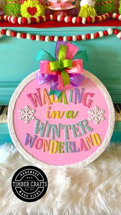 a pink sign that says warming in winter wonderland