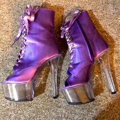 Pleaser Purple Boots Never Worn Ss 6. Excellent Condition. Purple Boots, Pleaser Shoes, Taylor Swift Style, Crazy Shoes, Shoes Heels, Fashion Shoes, Shoe Boots, Women Shoes, Boots