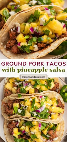 ground pork tacos with pineapple salsa