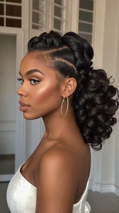 braids hairstyles updo black women Side Bun Hairstyles Wedding, Wedding Braids Hairstyles, Black Women Wedding Hair, Bun Hairstyles Wedding, Braids Hairstyles Updo Black Women, Hairstyles Updo Black Women, Updo Black Women, Braids Hairstyles Updo, Quick Updos