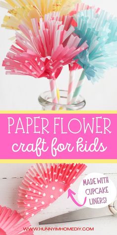 paper flower craft for kids made with cupcake liners