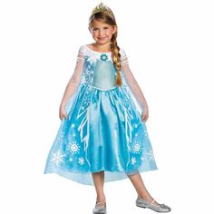 Frozen Elsa Deluxe Child Halloween Costume Elsa Halloween, Elsa Halloween Costume, Elsa Frozen Costume, Blue Princess Dress, Frozen Elsa Dress, Frozen Dress, Elsa Costume, Hot Costume, Frozen Costume