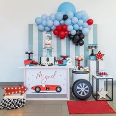 a birthday party with balloons and decorations