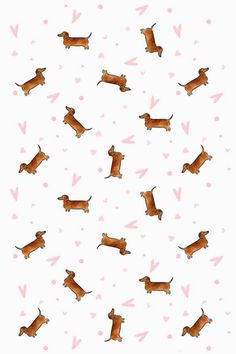 a group of dogs that are standing in the air with hearts around them on a white background