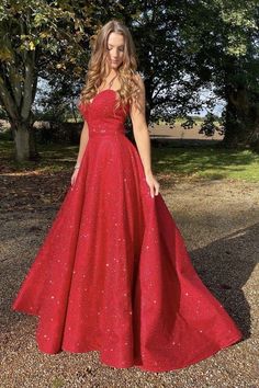 Red Evening Gown, Sparkly Prom Dress, Evening Gown Dresses, Dresses Ideas, Red Sequin, Gown Dress, Stretch Satin, Red Prom Dress