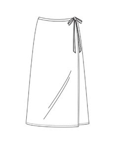 a line drawing of a skirt with a tie around the waist