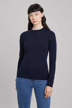 A perfect everday garment, The Merino Wool Sweater is a versatile, easy to layer piece that belongs in every women's wardrobe. Knitted from 100% traceable, extra-fine Merino wool, this lightweight, slim fit crewneck goes with just about anything. Don it with a pair of jeans or pull it over a shirt, regardless it's made to stand the test of time, so you can wear it over and over. Classic Workwear Sweater In Pointelle Knit, Classic Pointelle Knit Sweater For Work, Classic Pointelle Knit Tops For Work, Fitted Merino Wool Crew Neck Tops, Merino Wool Sweater For Spring Workwear, Spring Merino Wool Sweater For Work, Cashmere Crew Neck Knit Top For Work, Crew Neck Cashmere Knit Top For Workwear, Wool Sweater For Everyday