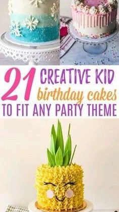 two cakes with pineapples on top and the words creative kid birthday cakes to fit any party theme