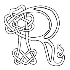 the letter r is made up of two intertwined lines and has an intricate design