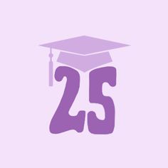 a purple graduation hat with the number twenty five in front of it that says 25