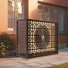 a decorative gate in front of a building