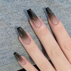 Black Ombre Nails, Cute Nails For Fall, Acrylic Press On Nails, Black Ombre, Nail Swag, Gradient Nails, Fall Nail Art, Nail Designs Spring, Fall Nail