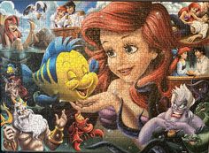 the little mermaid jigsaw puzzle has many different characters on it's sides