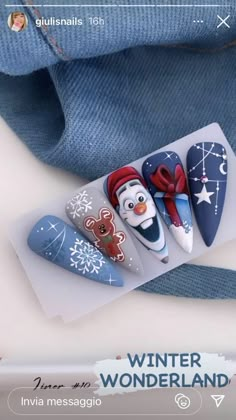 Easy Holiday Nail Designs, Disney Xmas Nails, Nail Designs 2023 Winter, Christmas Nails Disney, Disney Holiday Nails, 2023 Winter Nails, Olaf Nails, Nail Art Designs Valentines, Nail Art Designs Valentines Day