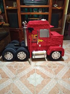 a toy truck is made out of legos