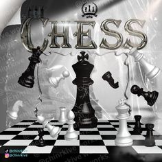 the chess game is being played in black and white