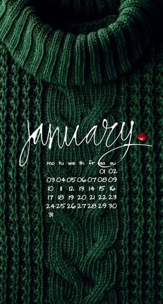 a green sweater with the words january written on it