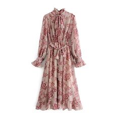 Robe Vintage 1950 Midi Dress Hijab, Long Sleeve A Line Dress, Boho Floral Maxi Dress, Long Sleeve Casual Dress, Boho Floral Dress, Long Sleeve Print Dress, Vestidos Vintage, Line Dress, 가을 패션