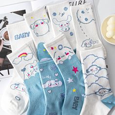 Cute Cinna Socks Set These cute Cinna socks are the perfect addition to any wardrobe. With their adorable design, they will add a touch of cuteness to any outfit. Made with comfortable fabric, these socks are both stylish and comfortable. Get yourself a set today and elevate your sock game! Cinnamoroll Items, Blue Sanrio, Sanrio Outfits, Hello Kitty Phone Case, Trendy Outerwear, Kawaii Sanrio, Sock Game, Sanrio Cinnamoroll, Kawaii Accessories