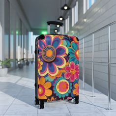 Traveling is best done in style, and suitcases help anyone do exactly that. Available in multiple sizes to accommodate your needs, they come with an adjustable handle, 360 degree swivel wheels, a safety lock, and an adjustable handle for carefree movement through airports and cities. To achieve high-resolution designs, prints go on a canvas surface that is encapsulated in the PC shell.                                                   Small         Medium      Large Height (with wheels), in       23.00            26.75       31.00 Length, in                         13.50      16.50        20.50 Width, in                                   9.00      10.0011.00 Handle Length, in                 21.46      17.00.       18.00 .: Material: polycarbonate front and ABS back hard-shell  .: Adjustab Cute Suitcase, Cute Suitcases, Swivel Wheels, Suitcase Traveling, Carry On Luggage, Black Rubber, Room Makeover, Go On