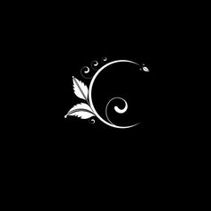 a black and white logo with swirly leaves on it's side, as well as the letter c