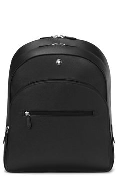 Lustrous, textured leather is formed into an Italian-crafted backpack built for lasting durability with an organized interior for securing all your essentials. Padded compartment fits most 15" laptops Structured silhouette with flat base for stability Lined Leather Made in Italy Classic Office Backpack, Classic Black Leather Work Backpack, Luxury Textured Leather Business Backpack, Classic Black Leather Backpack For Office, Classic Black Leather Office Backpack, Classic Textured Leather Backpack For Travel, Classic Textured Leather Travel Backpack, Classic Black Leather Backpack For Business Trips, Modern Black Backpack For Work