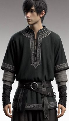 Outfits For Characters Male, Masculine Fantasy Clothes, Knight Fashion Men, Male Wizard Outfit, Fantasy Clothes Reference Male, Fantasy Commoner Clothes Male, Elven Fashion Male, Medieval Mens Fashion, Villain Fashion Men