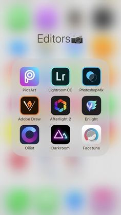 an iphone screen showing the icons for different app styles and colors, including text that reads editor