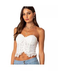 Edikted - Womens Tea, Lace Corset Top, White Sleeveless Top, Talk Of The Town, Lace Corset, Sleeveless Tops, The Talk, White Sleeveless, Sheer Lace