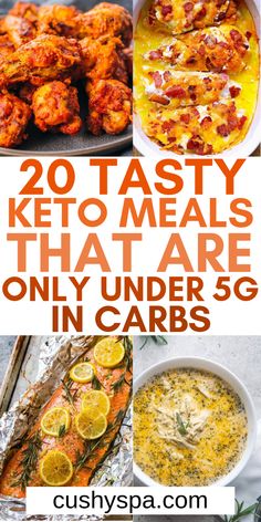 20 keto meals that are only under 5g in carbs, with the title overlay