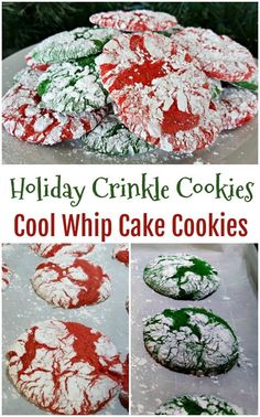 holiday crinkle cookies with red and green icing