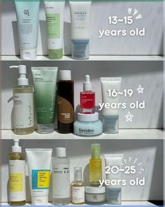 Tailored skincare routines for every age group! This image showcases recommended skincare products for teens and young adults, helping to keep skin healthy and glowing. From lightweight cleansing gels and hydrating creams for 13–15-year-olds, to more advanced serums and toners for 16–19-year-olds, and finally, powerful actives and targeted treatments for 20–25-year-olds. Each age group has specific needs, and this routine is perfect for keeping your skin balanced and radiant throughout the years!

#skincarebyage #skincaretips #teenageskincare #youthfulskin #beautyroutine #clearskinjourney #healthyskin #koreanskincare #selfcaretips Best Body Skin Care Products, Skincare Products Recommendations, Cute Skin Care Products, Skincare Korean Products, Best Body Care Products, Body Products Skin Care, Skin Care Things, Anua Skincare, Best Korean Skincare Products