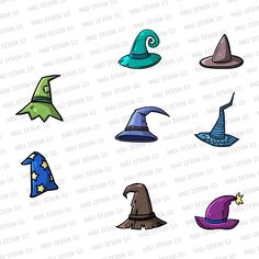 the wizard hats are all different colors