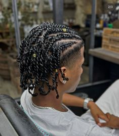 Mens Braids Hairstyles With Fade, Flat Twists Men, Cornrows To Twists, Fulani Braids On Men, Natural Hair Styles Men, Black Men Braid Styles, Mens Braid Styles, Cornrow And Twist, Twisted Cornrows