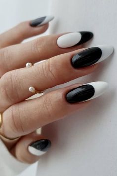 Monochromatic Nails, Black And White Nail, Black Daisy, Hand Balm, Her Nails, White Nail Designs, Black Nail Designs, White Nail, Milton Keynes