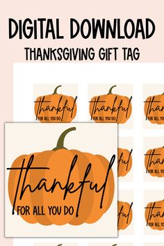 thanksgiving gift tags with the words, thank for all you do