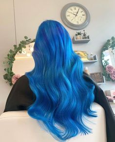 Blue Hair Bright, Sapphire Blue Hair, Turquoise Blue Hair, Mlp Hair, Blue Mermaid Hair, Long Blue Hair, Electric Blue Hair, Directions Hair Colour, Baby Blue Hair