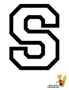 the letter s is made up of black and white letters with cartoon characters on them