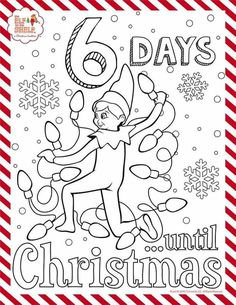 an adult coloring book with the number six days until christmas