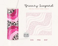 the pink and black leopard print is next to an empty tube with a straw in it