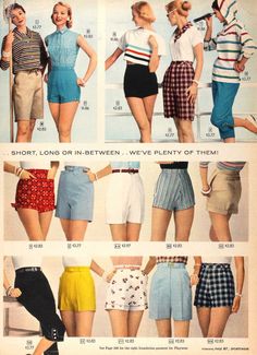 1950s Summer Fashion, 1950 Outfits, 1950s Shorts, Mode Rockabilly, Vintage Summer Outfits, 1950s Fashion Women, 50s Outfits, 1950’s Fashion, 1950 Fashion