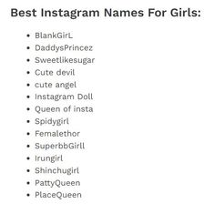 the best instagram names for girls