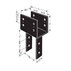 an image of the back end of a wall mounted bracket with measurements for each section