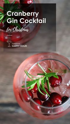 cranberry gin cocktail in a glass with garnish