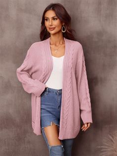 Elevate your wardrobe with the Ludlow Cable Knit Duster Cardigan in pink. This cozy cardigan features a classic cable knit design and is perfect for layering on chilly days. Add a pop of color to any outfit and stay warm with this stylish and versatile piece. Size Guide: Model is 5’8” tall, and has a 33.5” bust, 26.4” waist, & 35.6” hips. She is wearing a S / US 4 / AU 8. This sweater cardigan is true to size. Material: 20% Acrylic, 10% Polyamide, 70% Polyester. Feature: V-neckline. Long sleeves Cardigan Plus Size, Chic Cardigan, Knit Sweater Coat, Asymmetrical Sweater, Longline Cardigan, Long Sleeve Knitted Cardigan, Saint John, Top Streetwear, Cardigan Long