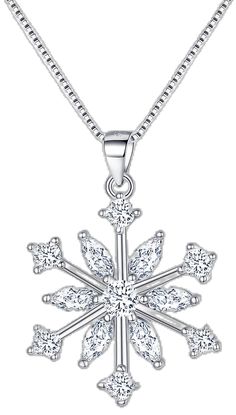 Elegant Winter Holiday Jewelry, Elegant Silver Necklace For Winter, Elegant Silver Necklace, Silver Necklaces For Winter Holidays, Elegant Holiday Necklaces For Winter, Elegant Winter Holiday Necklaces, Silver Snowflake Necklace For Gift, Elegant Silver Snowflake Necklace, Elegant Holiday Snowflake Necklace