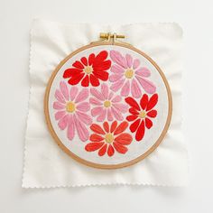 Flower Power Hand Embroidery Pattern, Digital PDF Pattern, Floral Embroidery Pattern Start Embroidery, Clothes Embroidery Diy, Stitch Guide, Floral Embroidery Patterns, Pola Sulam, Creative Embroidery, Cute Embroidery, Embroidery Patterns Free