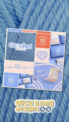 Crochet with Love Social Media Brand Board & Logo Design Corel Draw Design, Brand Colour Schemes, Handmade Logo, Business Branding Inspiration, Crochet Business, Social Media Presence, Branding Mood Board, Your Crochet, Logo Design Free