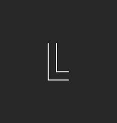 the letter l is made up of thin lines on a black background with white letters